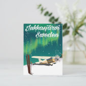 JukkasjerviスウェーデンNorthern lightsバケーションポスター ポストカード (スタンド正面)