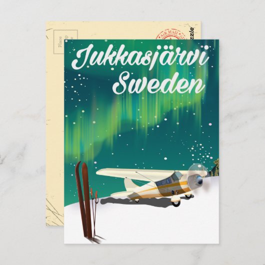 JukkasjerviスウェーデンNorthern lightsバケーションポスター ポストカード (正面/裏面)