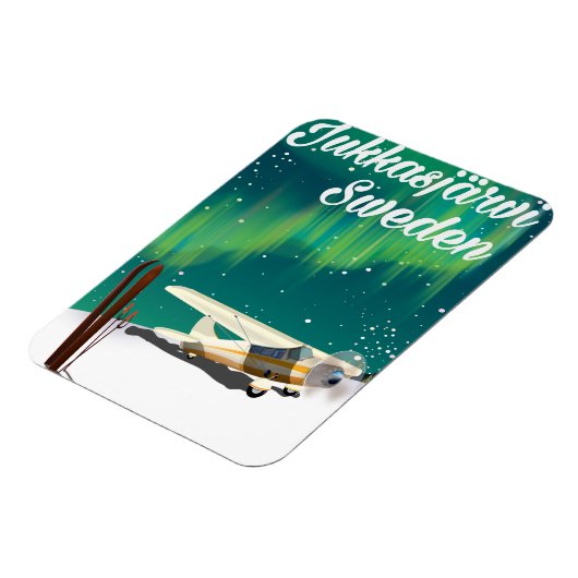 JukkasjerviスウェーデンNorthern lightsバケーションポスター マグネット (左側)