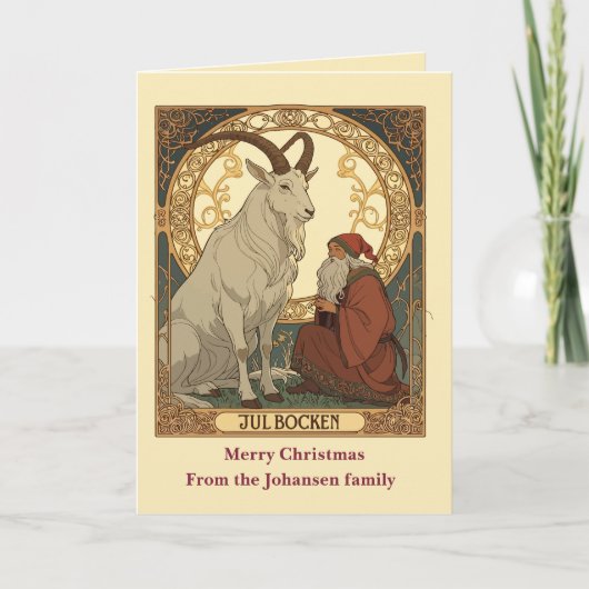 Julbocken And Jultomten Scandinavian Style カード (正面)
