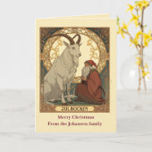 Julbocken And Jultomten Scandinavian Style カード (黄色い花)