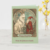 Julbocken Yule Goat And Jultomten Scandinavian  カード (黄色い花)