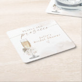 JULIAボホフローラパール&プロセッコブライダルシャワー スクエアペーパーコースター (アングル)