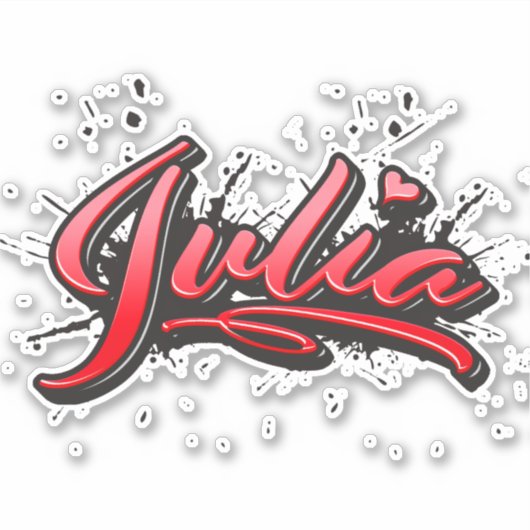 Julia red Heart Graffiti Aufkleber Sticker シール (正面)