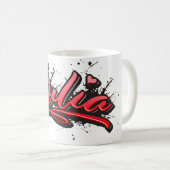 Julia red Heart Graffiti Tasse Kaffeetasse コーヒーマグカップ (正面右)