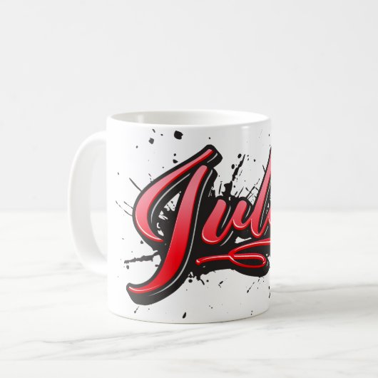 Julia red Heart Graffiti Tasse Kaffeetasse コーヒーマグカップ (正面左)