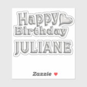 Juliane Happy Birthday silver Aufkleber Sticker シール (シート)