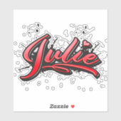 Julie red Heart Graffiti Aufkleber Sticker シール (シート)