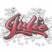 Julie red Heart Graffiti Aufkleber Sticker シール (正面)