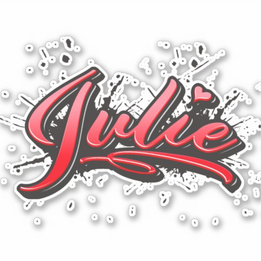 Julie red Heart Graffiti Aufkleber Sticker シール (正面)