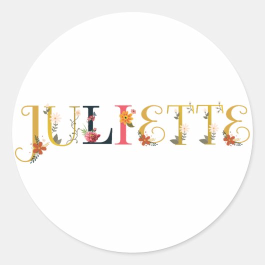 JULIETTEファーストネーム刺繍エレガント付 ラウンドシール (正面)