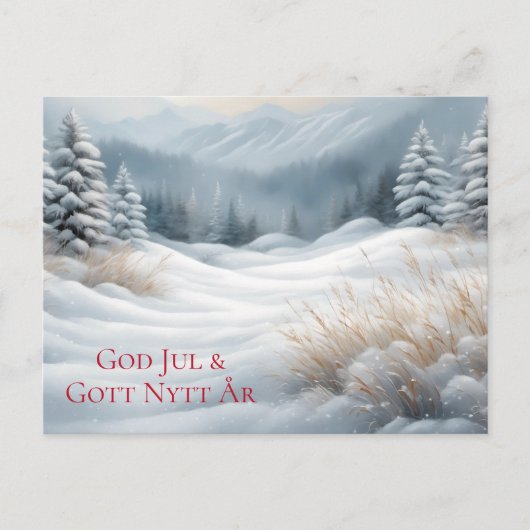 Julkort - Vackert vinterlandskap med snö シーズンポストカード (正面)