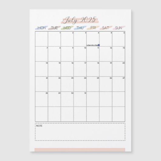 July 2025 Magnetic Calendar (正面)