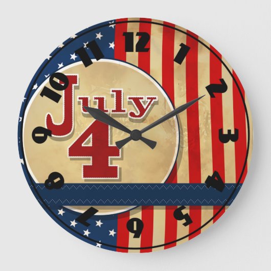 July 4th American Flag Clock ラージ壁時計 (正面)