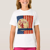 July 4th American Flag Girls T-Shirt Tシャツ (正面)