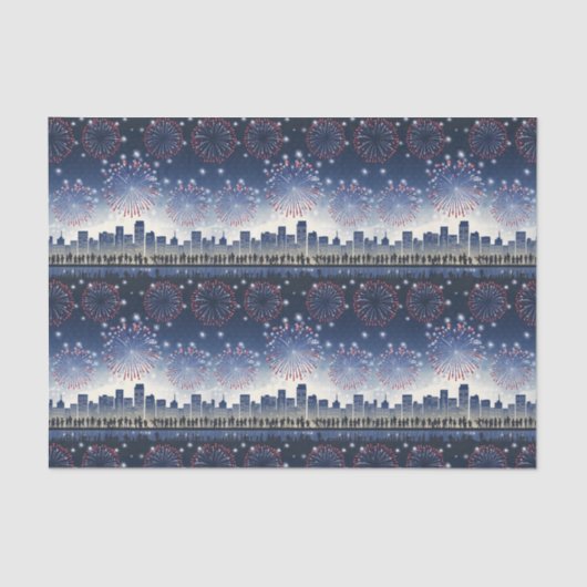 July 4th Fireworks Skyline 1776–2026 Festive Gift 薄葉紙 (正面)