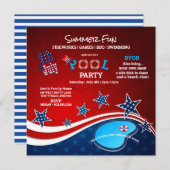 July 4th Pool Party BBQ Fireworks Invitation 招待状 (正面/裏面)