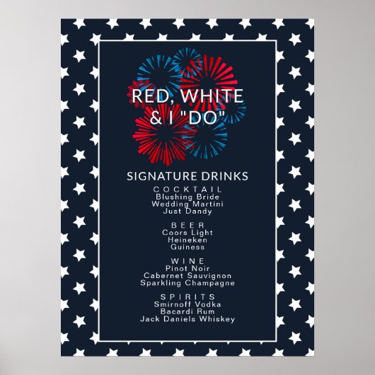 July 4th Red White & I Do Couples Shower Bar Sign ポスター (正面)
