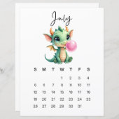 July Baby Dragon Art Print Whimsical Fantasy (正面/裏面)
