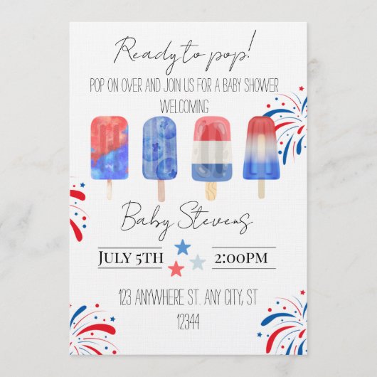 July baby shower invitation 招待状 (正面)