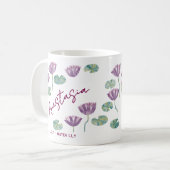 July Birth Flower Custom Name Water Lily コーヒーマグカップ (正面左)