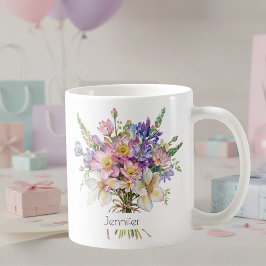 July Birth Flower Mug | Delphiniums & Water Lilies コーヒーマグカップ
