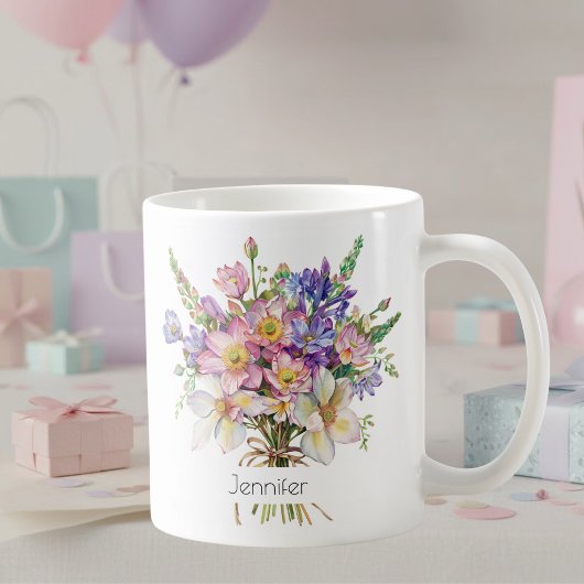 July Birth Flower Mug | Delphiniums & Water Lilies コーヒーマグカップ