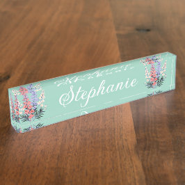 July Birth Flower Personalized Name  デスクネームプレート