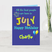July Birthday Folded Greeting Card カード (正面)
