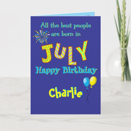 July Birthday Folded Greeting Card カード (正面)