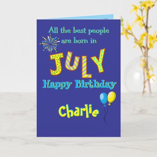 July Birthday Folded Greeting Card カード (黄色い花)