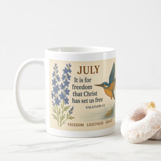 July Freedom Inspirational Hummingbird  コーヒーマグカップ (ドーナツ)