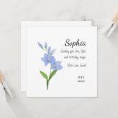 July Larkspur Personalized Birthday カード (正面/裏面インサイチュ)