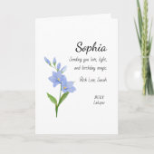 July Larkspur Personalized Birthday カード (正面)