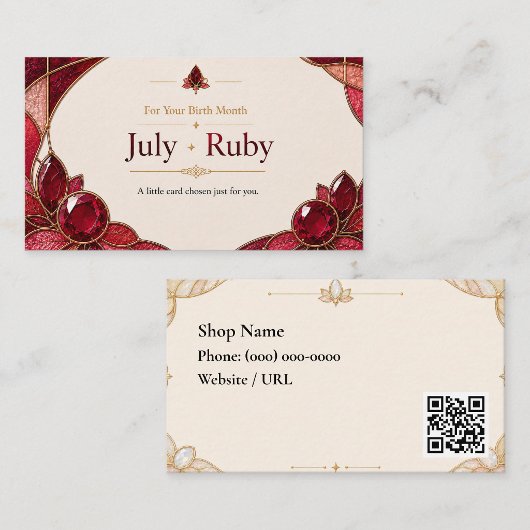 July Ruby Birthstone Shop Card 名刺