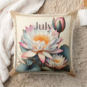 July Water Lily Birth Month Botanical Floral クッション (ブランケット)