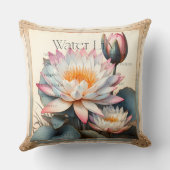 July Water Lily Birth Month Botanical Floral クッション (裏面)