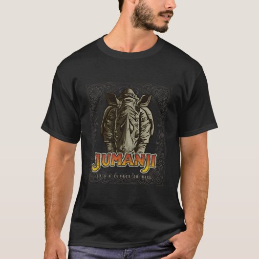 Jumanji 動揺して Rhinoボードゲーム作品 Tシャツ (正面)