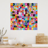 Jumble Alphabet Pattern ポスター (キッチン)