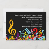 Jumbled カラフル Music Notes誕生日パーティー 招待状 (裏面)