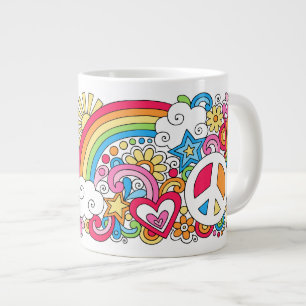 JUMBO サイケデリック Peace Love and Happiness Mug ♥ ジャンボコーヒーマグカップ