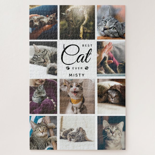 Jumbo Custom Cat Pet Photo Collage Paw ジグソーパズル (縦)