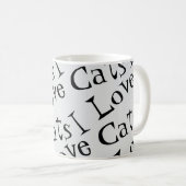 Jumbo I Love Cats Black and White Graphicトート コーヒーマグカップ (正面右)