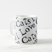 Jumbo I Love Cats Black and White Graphicトート コーヒーマグカップ (正面左)