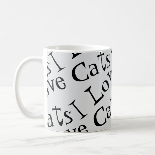 Jumbo I Love Cats Black and White Graphicトート コーヒーマグカップ (左)