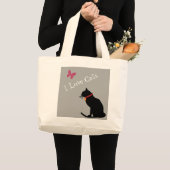Jumbo I Love Cats Gray and White Graphicトート ラージトートバッグ (正面(商品))
