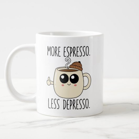 Jumbo Mug - More Espresso. Less Depresso. ジャンボコーヒーマグカップ (左)