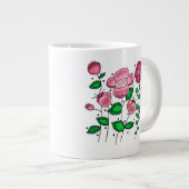 JUMBO Mug - Pink whimsical flowers ジャンボコーヒーマグカップ (正面右)