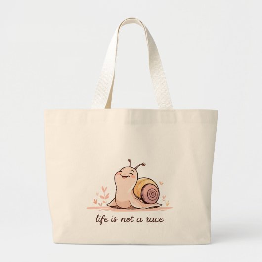 Jumbo Snail Design Tote | Life Is Not a Race   ラージトートバッグ (正面)