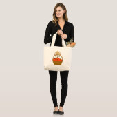 🛒 **Jumbo Tote Bag Pumpkins & Wheat Basket ラージトートバッグ (正面(モデル))
